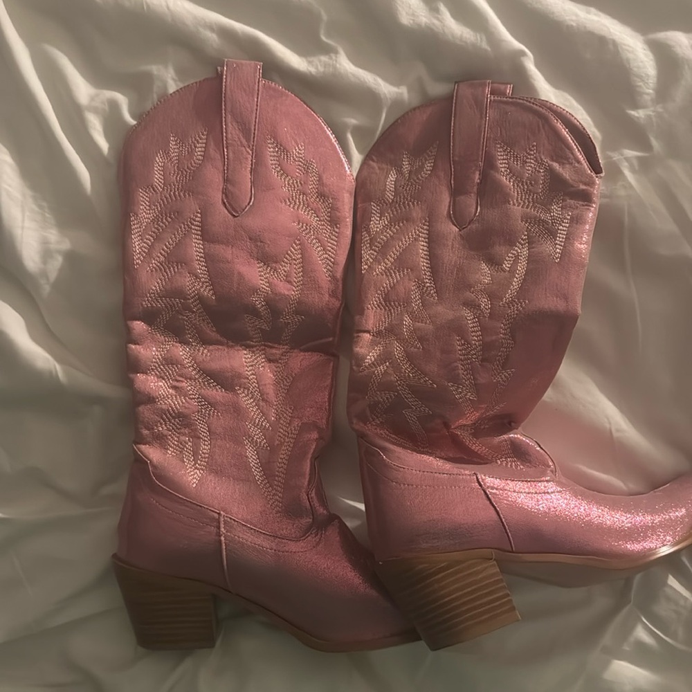 Glitter pink cowboy boots